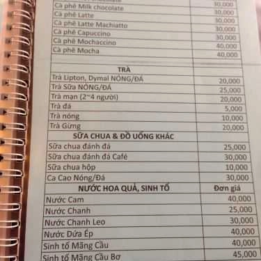 Thực đơn- Lotus Cafe - KĐT Mỹ Đình Sông Đà