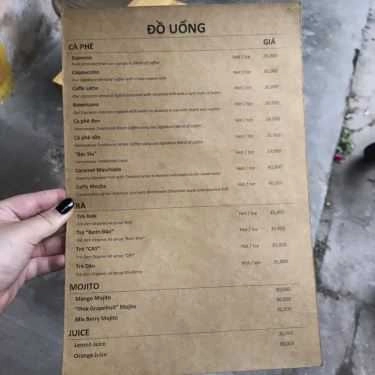 Thực đơn- Cafe Tiệm Bánh Nhỏ