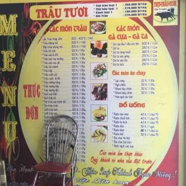 Thực đơn- Quán Nhậu Luân Trâu - Thịt Trâu Tươi Gia Truyền