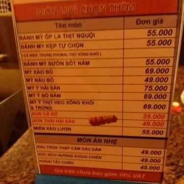 Thực đơn- Luogo Cafe - Mipec Tower