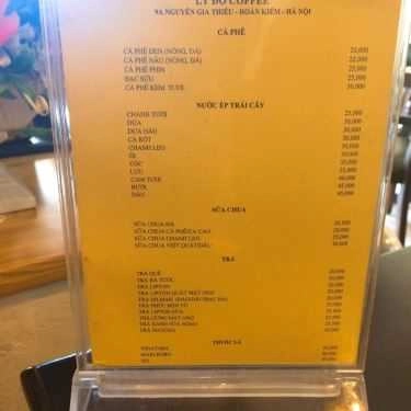 Thực đơn- Ly Đô Coffee