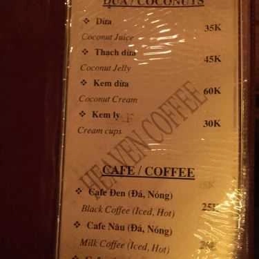 Thực đơn- Mai Heaven Coffee