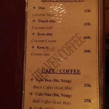 Thực đơn- Mai Heaven Coffee