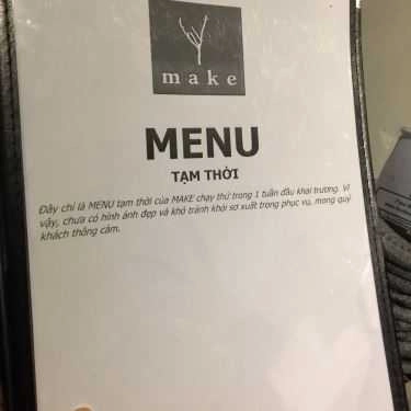 Thực đơn- Make Coffee
