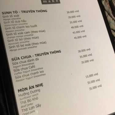 Thực đơn- Make Coffee