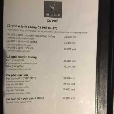 Thực đơn- Make Coffee