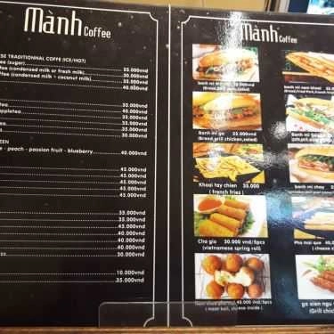 Thực đơn- Ăn vặt Mành - Coffee & Bánh Mì