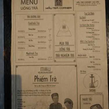 Thực đơn- Cafe Mẫu Tea Corner