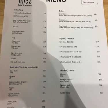 Thực đơn- Mè's Cafe & Kitchen
