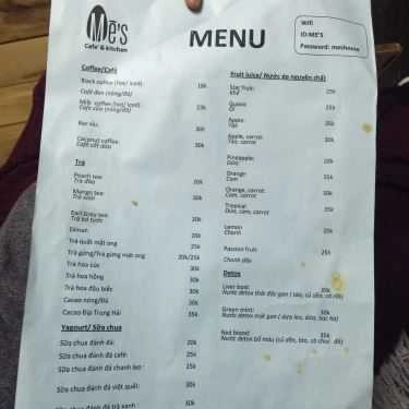 Thực đơn- Mè's Cafe & Kitchen