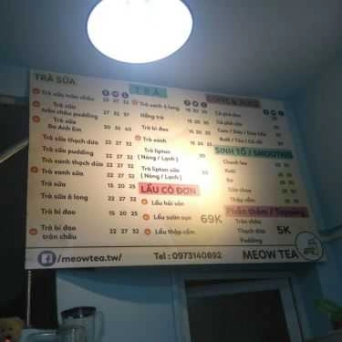 Thực đơn- Cafe Meow Tea - Taiwan Bubble Tea & Lẩu Cô Đơn