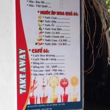Thực đơn- Giải Nhiệt 66 - Mía Đá, Nước Ép & Cafe