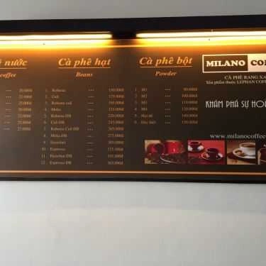 Thực đơn- Milano Cafe Kenni - Lê Trọng Tấn