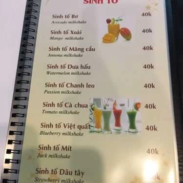 Thực đơn- Milano Cafe - Trích Sài