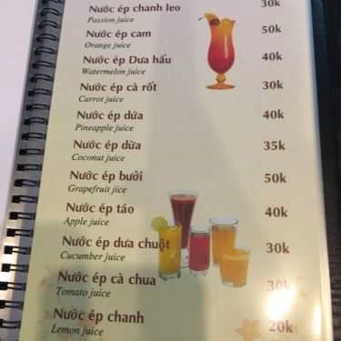 Thực đơn- Milano Cafe - Trích Sài