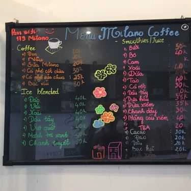 Thực đơn- Milano Cafe - Trích Sài