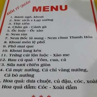 Thực đơn- Mĩm Tỷ Quán - Ốc Luộc & Đồ Ăn Vặt