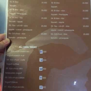 Thực đơn- Minh Coffee - Hàm Long