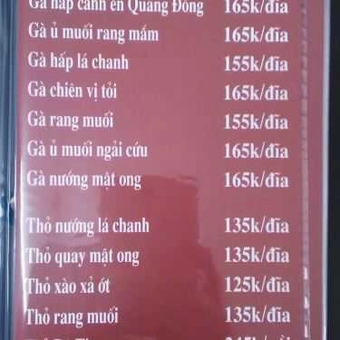Thực đơn- Quán Nhậu Vua Thỏ Mẹt - Thịt Thỏ, Gà Đồi, Cá Sông & Ba Ba