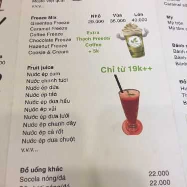 Thực đơn- Missing Tea - Coffee & Fastfood
