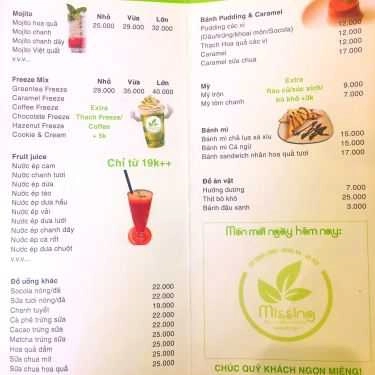 Thực đơn- Missing Tea - Coffee & Fastfood