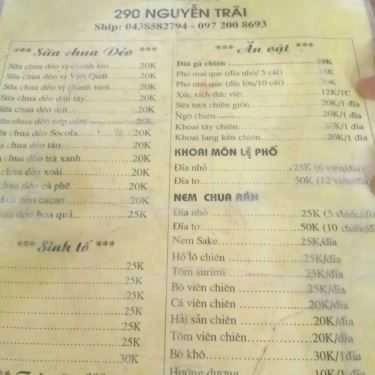Thực đơn- Cafe Mít Quán - Nguyễn Trãi