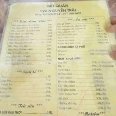 Thực đơn- Cafe Mít Quán - Nguyễn Trãi