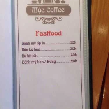 Thực đơn- Mộc Cafe - Hàm Nghi