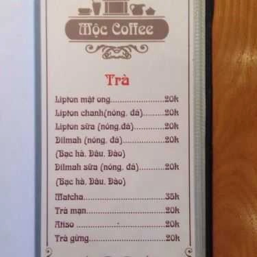 Thực đơn- Mộc Cafe - Hàm Nghi