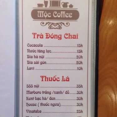 Thực đơn- Mộc Cafe - Hàm Nghi