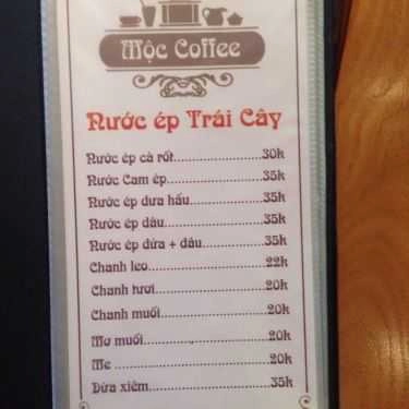 Thực đơn- Mộc Cafe - Hàm Nghi