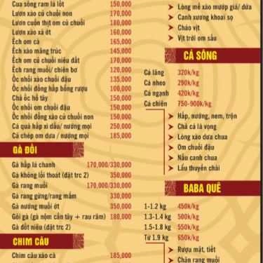 Thực đơn- Nhà Hàng Mộc Lâm Quán - Ẩm Thực Đồng Quê