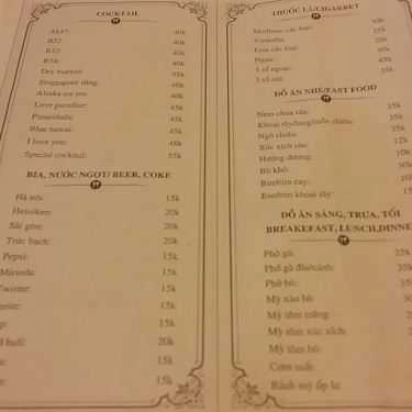 Thực đơn- Moment Restaurant & Cafe - Chung Cư The Pride