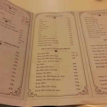 Thực đơn- Moment Restaurant & Cafe - Chung Cư The Pride
