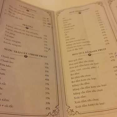 Thực đơn- Moment Restaurant & Cafe - Chung Cư The Pride