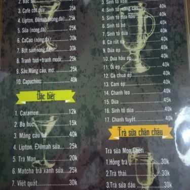 Thực đơn- Mon Chéri Cafe