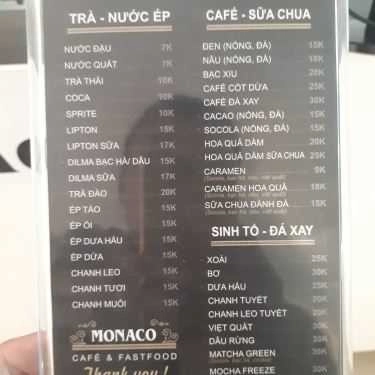 Tổng hợp- Monaco Cafe & Fastfood