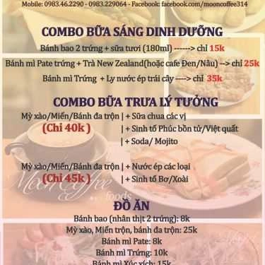 Thực đơn- Moon Coffee - Lạc Long Quân