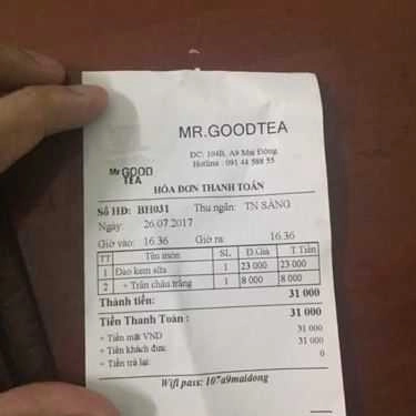 Thực đơn- Cafe Mr Good Tea - Mai Động