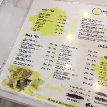 Thực đơn- Cafe Mr Good Tea - Nguyễn Khuyến