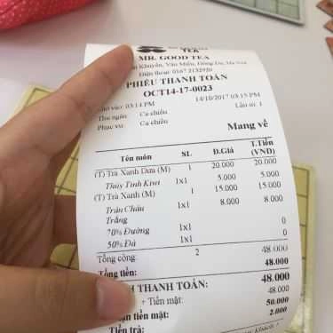 Thực đơn- Cafe Mr Good Tea - Nguyễn Khuyến