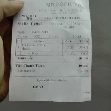 Thực đơn- Cafe Mr Good Tea - Xuân Thủy