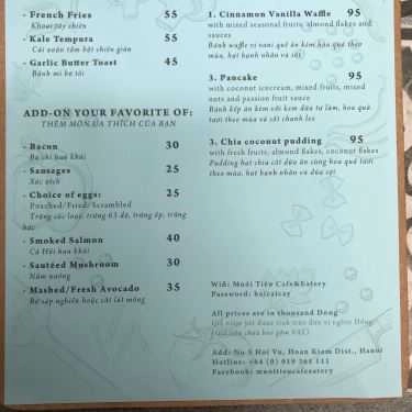 Thực đơn- Muối Tiêu Cafe & Bakery