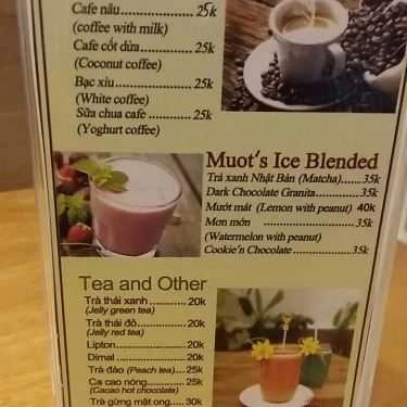 Thực đơn- Mướt Cafe - KĐT Mỗ Lao