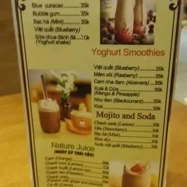 Thực đơn- Mướt Cafe - KĐT Mỗ Lao