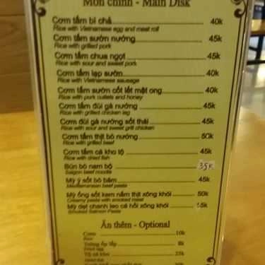Thực đơn- Mướt Cafe - KĐT Mỗ Lao
