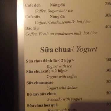 Thực đơn- My Coffee - Nguyễn Đình Thi