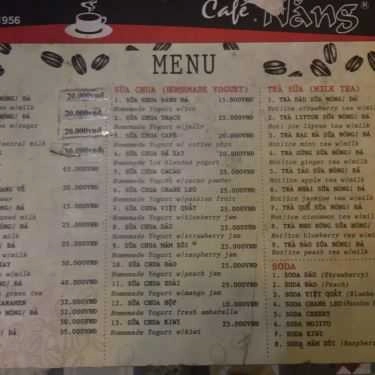 Thực đơn- Năng Cafe - 45 Nguyễn Hữu Huân