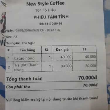 Tổng hợp- New Style Cafe