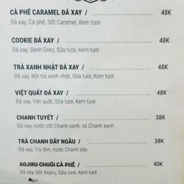 Thực đơn- Ngầu Coffee - Giảng Võ